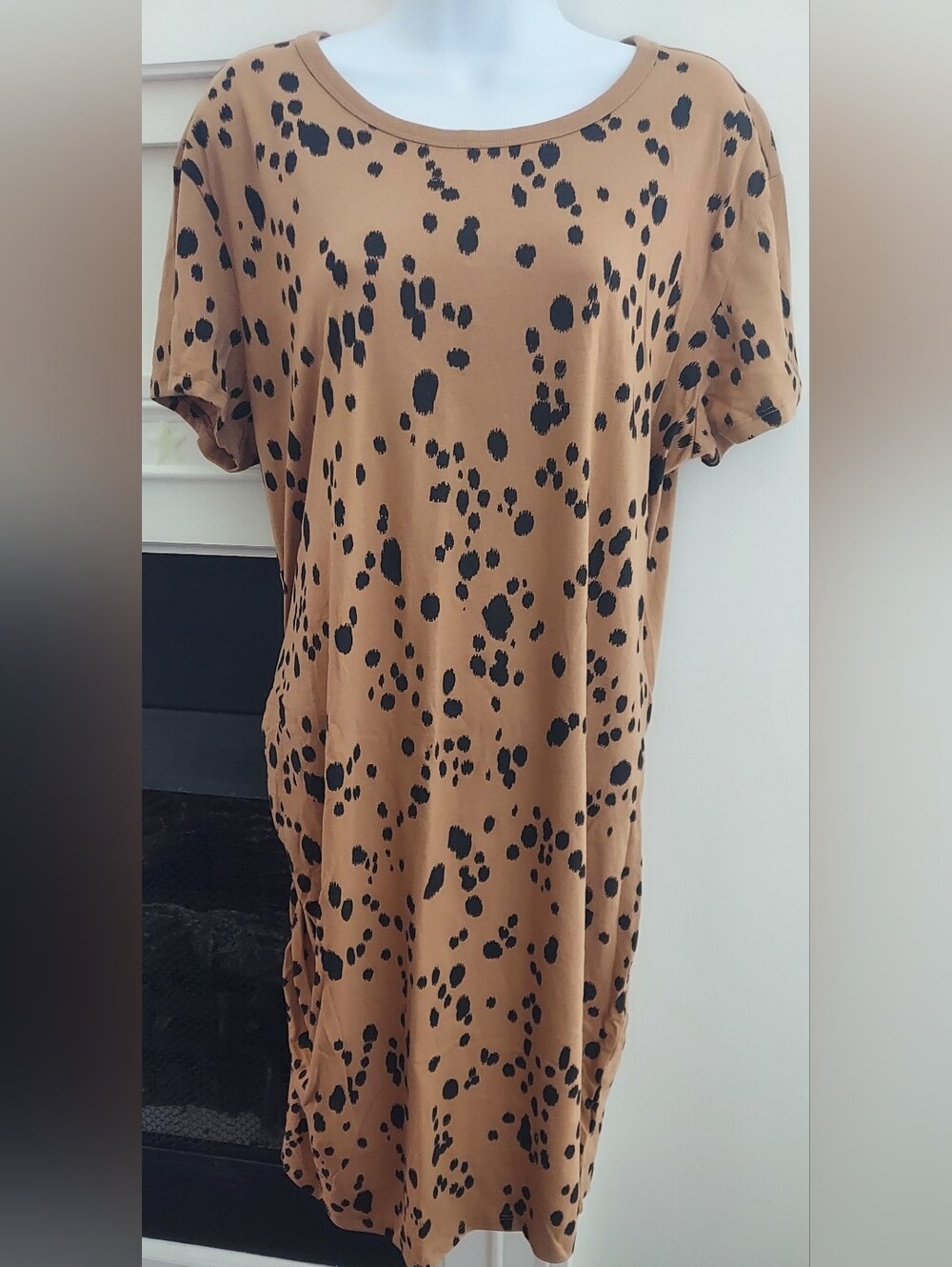 Tan and Black Spotted Women’s Shift Dress